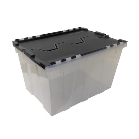 Greenmade Storage Tote W/ Lid, 12 gal Volume Cap., 21-3/5 in L, 15-3/10 in W, 12-9/10 in H, Clear, Black 691307